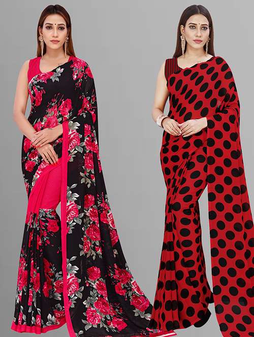women pack of 2 casual wear combo saree with blouse - 21432994 -  Standard Image - 0