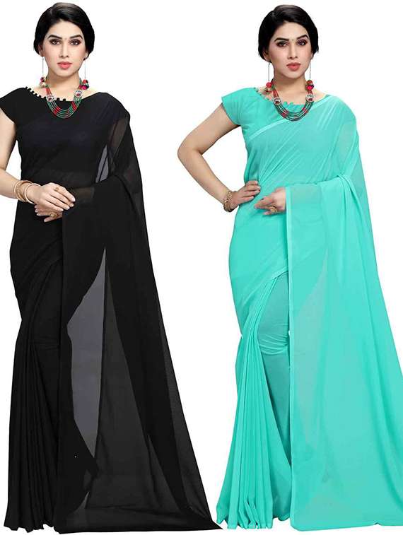 women pack of 2 casual wear combo sarees with blouse