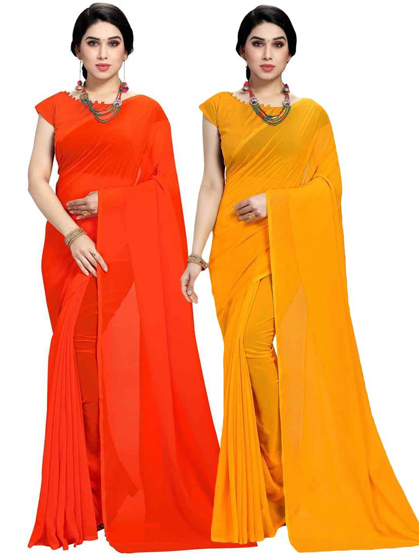 women pack of 2 casual wear combo sarees with blouse - 21433057 - Zoom Image - 0