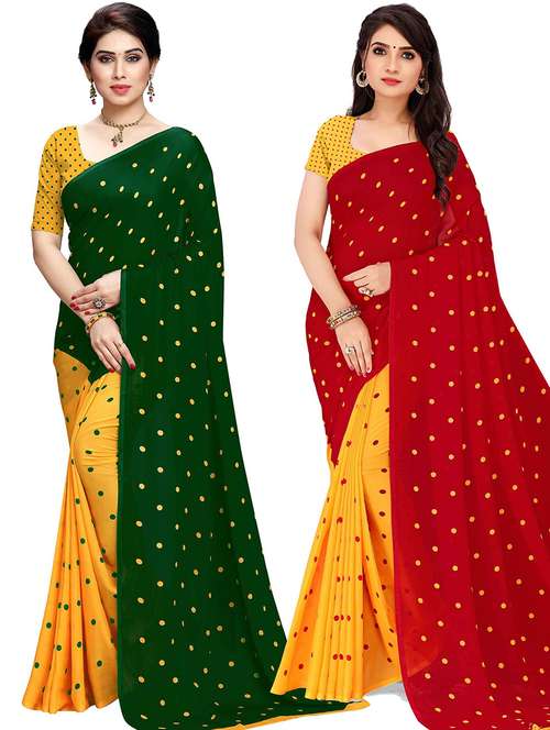 women pack of 2 casual wear combo sarees with blouse - 21433073 -  Standard Image - 0