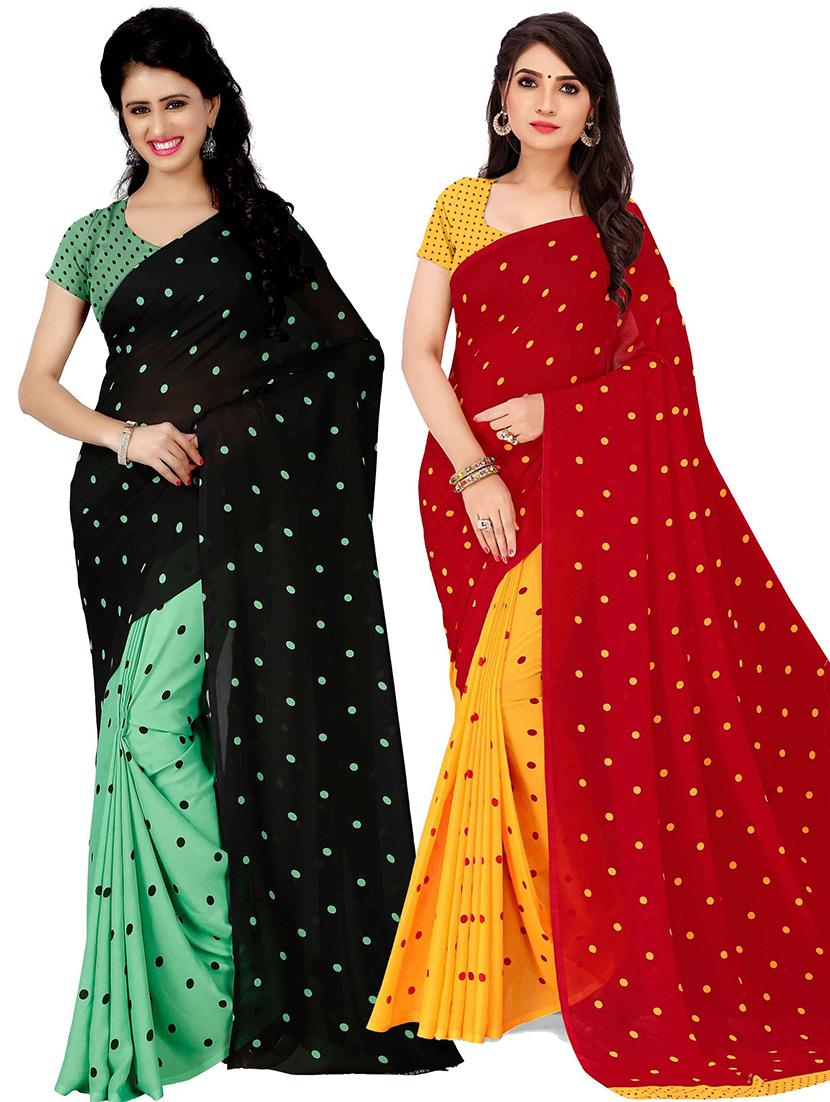 women pack of 2 casual wear combo sarees with blouse - 21433099 - Zoom Image - 0