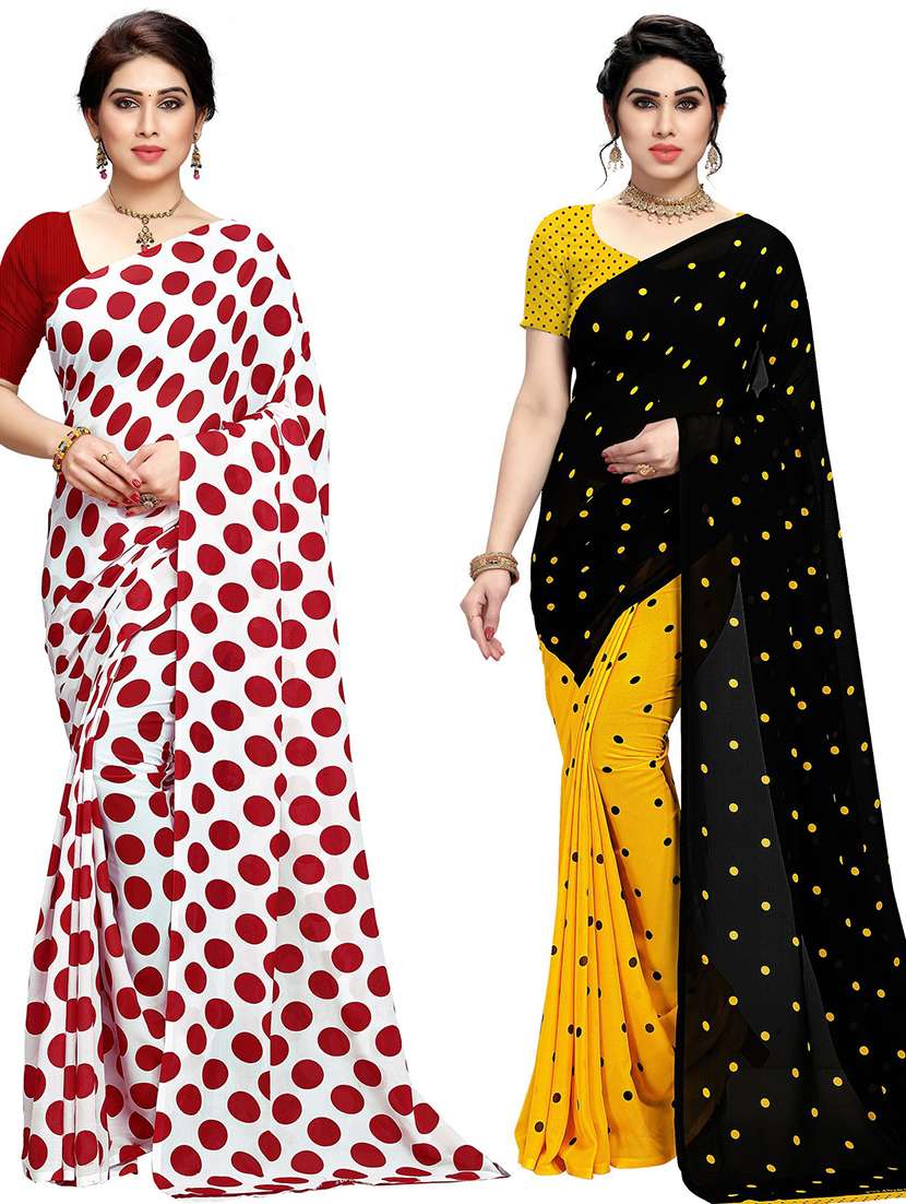multi colored georgette combo saree with blouse