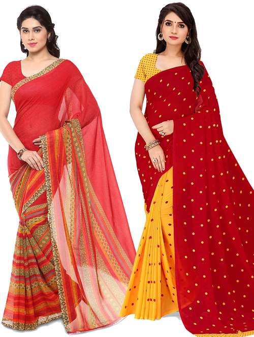 women pack of 2 casual wear combo sarees with blouse - 21433105 -  Standard Image - 0