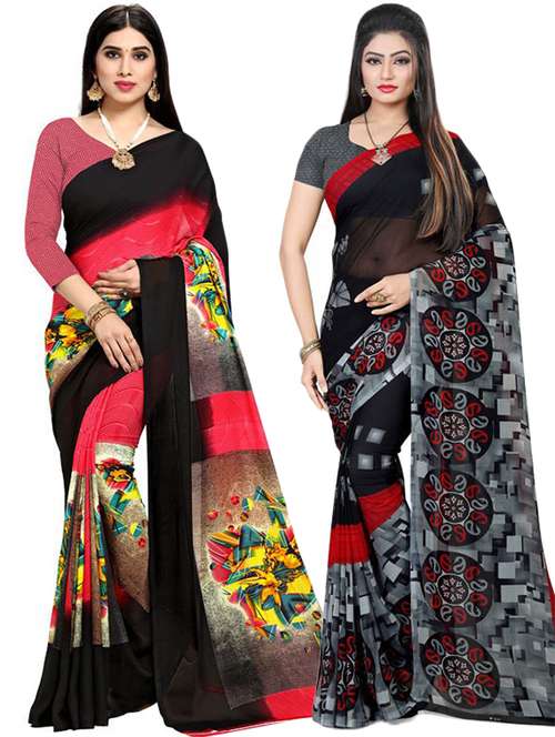 women pack of 2 casual wear combo sarees with blouse - 21433128 -  Standard Image - 0