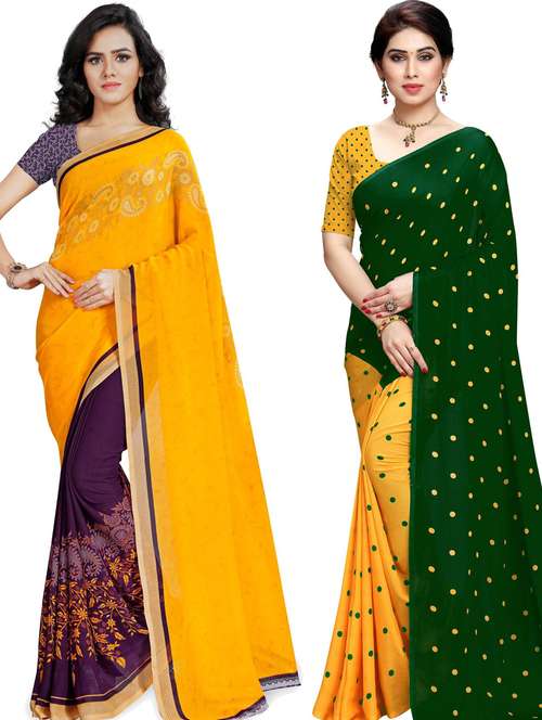 women pack of 2 casual wear combo sarees with blouse - 21433166 -  Standard Image - 0