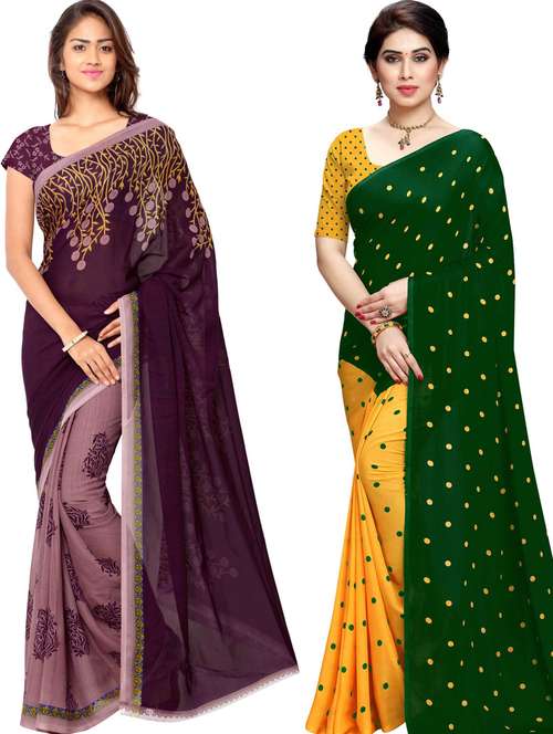 women pack of 2 casual wear combo sarees with blouse - 21433167 -  Standard Image - 0