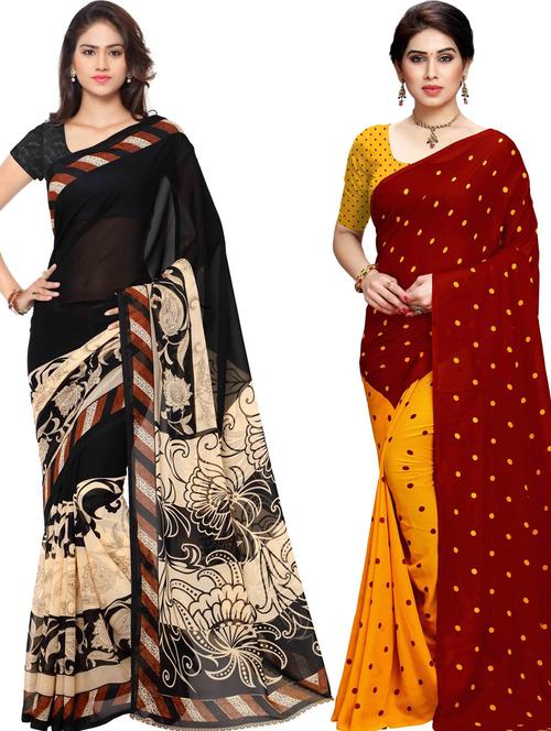 women pack of 2 casual wear combo sarees with blouse - 21433170 - Standard Image - 0