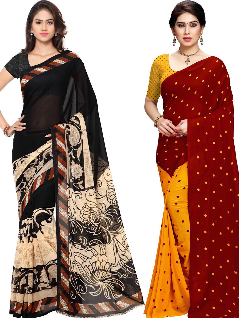 women pack of 2 casual wear combo sarees with blouse - 21433170 - Zoom Image - 0