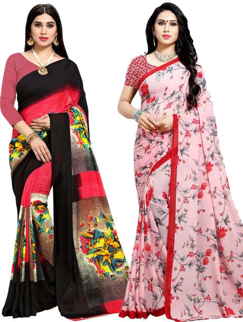 women pack of 2 casual wear combo sarees with blouse - 21433186 -  Standard Image - 0