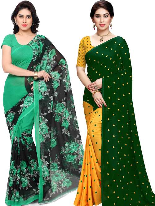 women pack of 2 casual wear combo sarees with blouse - 21433197 -  Standard Image - 0