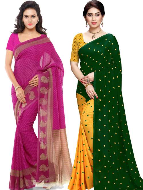 women pack of 2 casual wear combo sarees with blouse - 21433212 -  Standard Image - 0