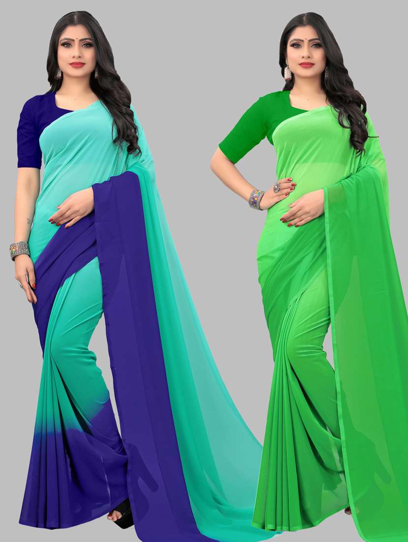 women pack of 2 casual wear combo sarees with blouse