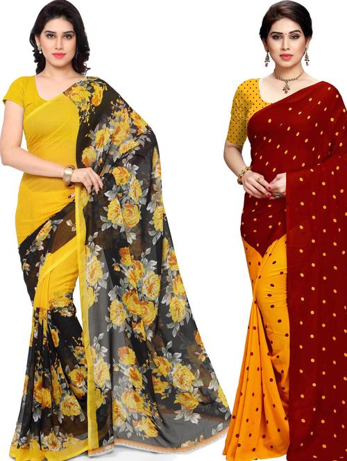 women pack of 2 casual wear combo sarees with blouse - 21433241 - Standard Image - 0