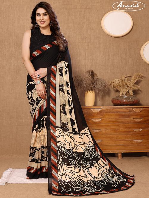 women casual wear georgette saree with blouse - 21433270 - Standard Image - 0