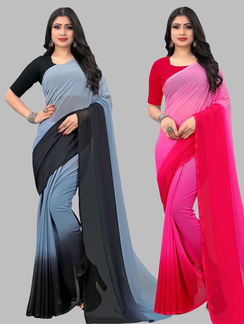 women pack of 2 casual wear combo sarees with blouse
