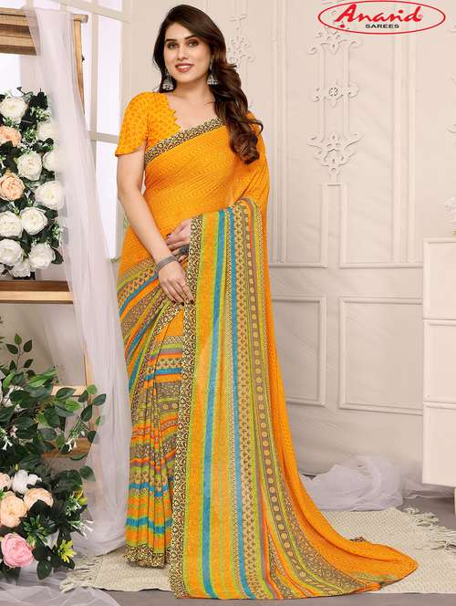 women casual wear georgette saree with blouse - 21433277 -  Standard Image - 0