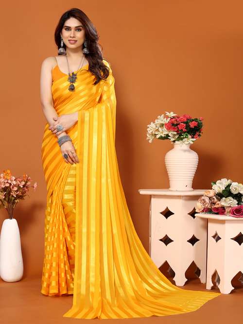 women striped casual wear saree with blouse - 21433283 - Standard Image - 0