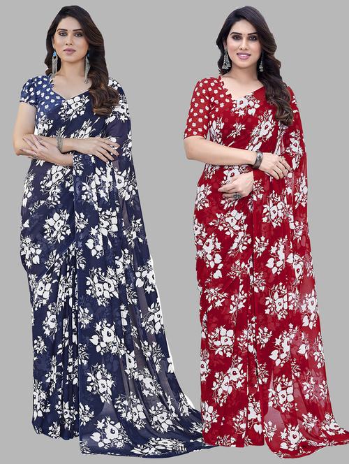 women pack of 2 casual wear combo sarees with blouse - 21433341 - Standard Image - 0