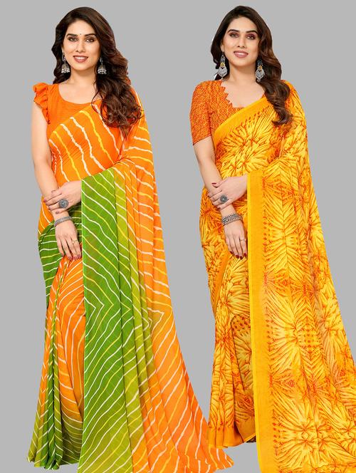women pack of 2 casual wear combo sarees with blouse - 21433364 - Standard Image - 0