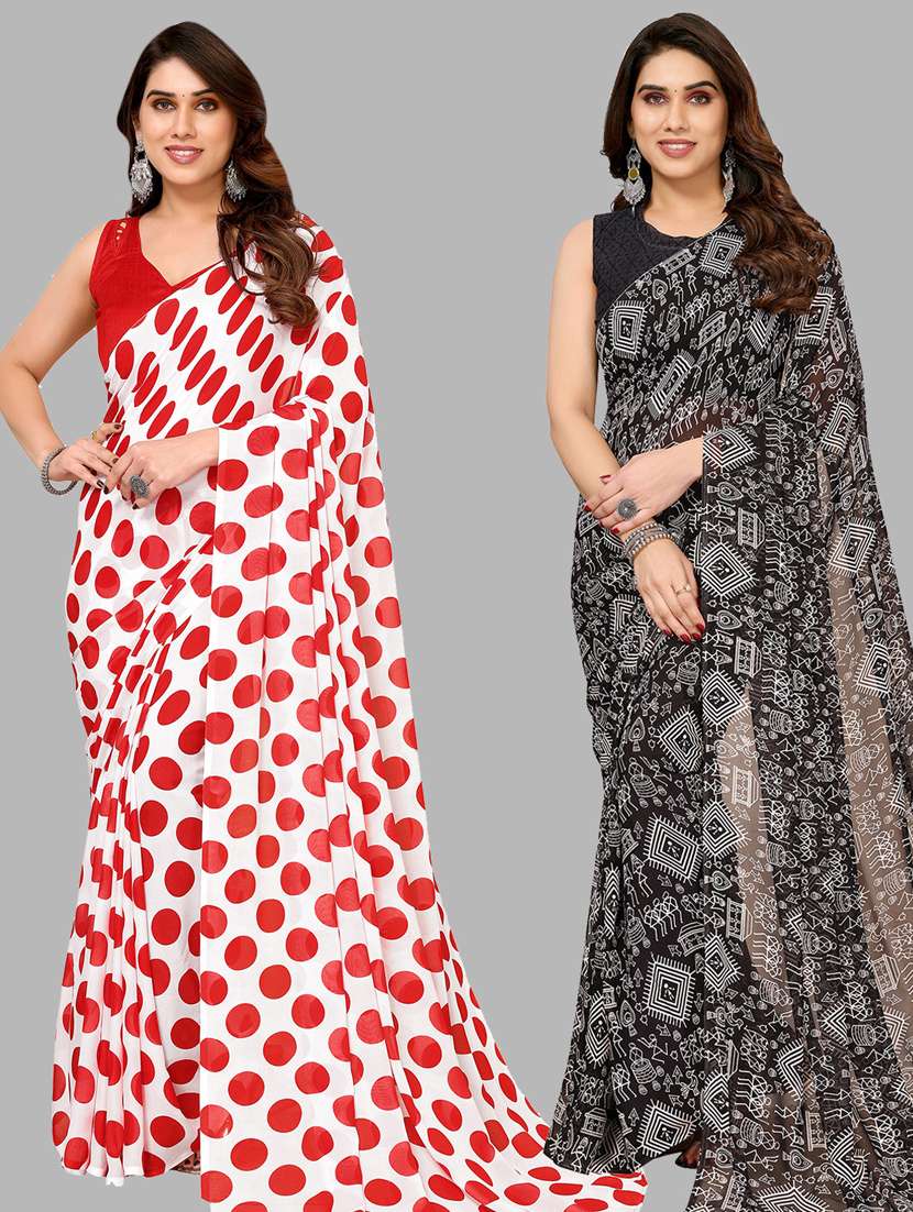 women pack of 2 casual wear combo sarees with blouse