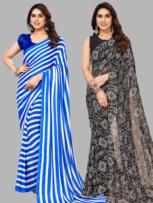 women pack of 2 casual wear sarees with blouse - 21433485 -  Standard Image - 0