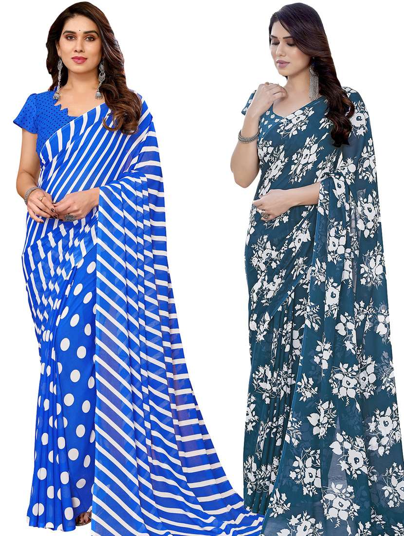 women pack of 2 casual wear sarees with blouse