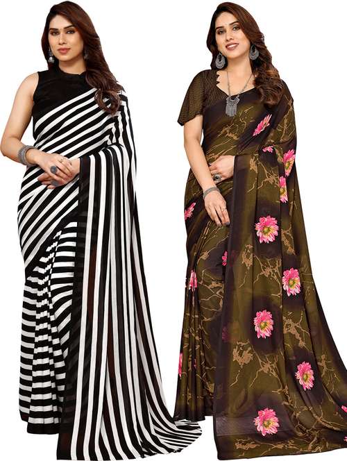 women pack of 2 casual wear sarees with blouse - 21433532 -  Standard Image - 0