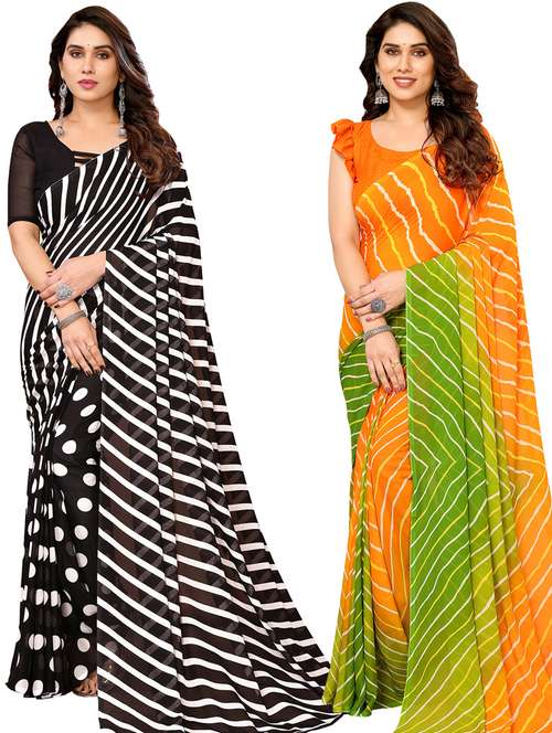 women pack of 2 casual wear combo sarees with blouse - 21433603 -  Standard Image - 0