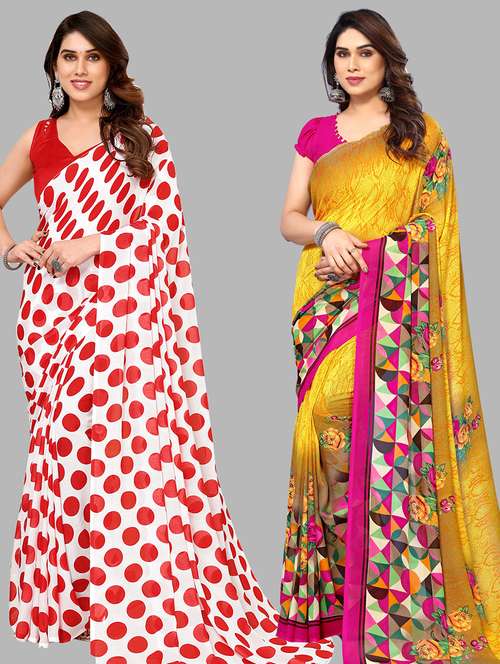 women pack of 2 casual wear combo sarees with blouse - 21433672 -  Standard Image - 0