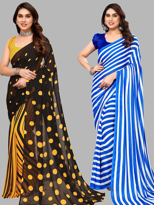 women pack of 2 casual wear combo sarees with blouse - 21433736 - Standard Image - 0