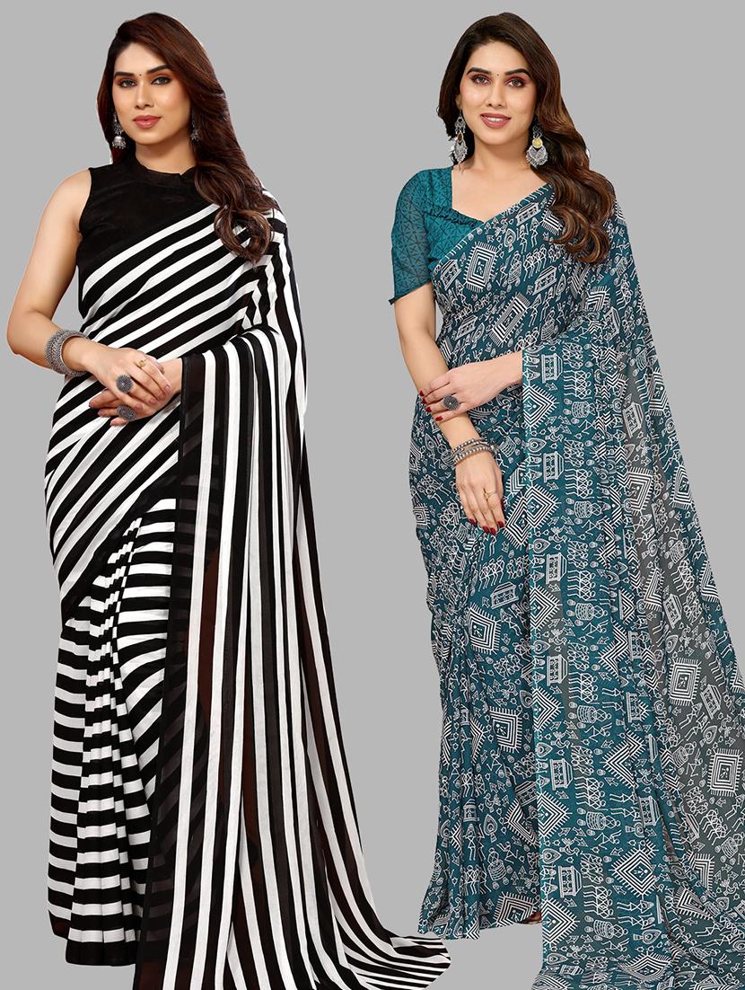 women pack of 2 casual wear combo sarees with blouse - 21433780 - Zoom Image - 0