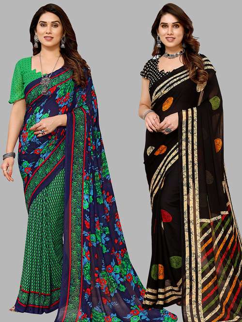 women pack of 2 casual wear combo sarees with blouse - 21433807 -  Standard Image - 0
