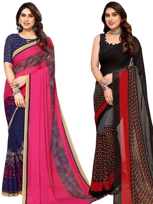 women pack of 2 casual wear combo sarees with blouse - 21433819 - Standard Image - 0