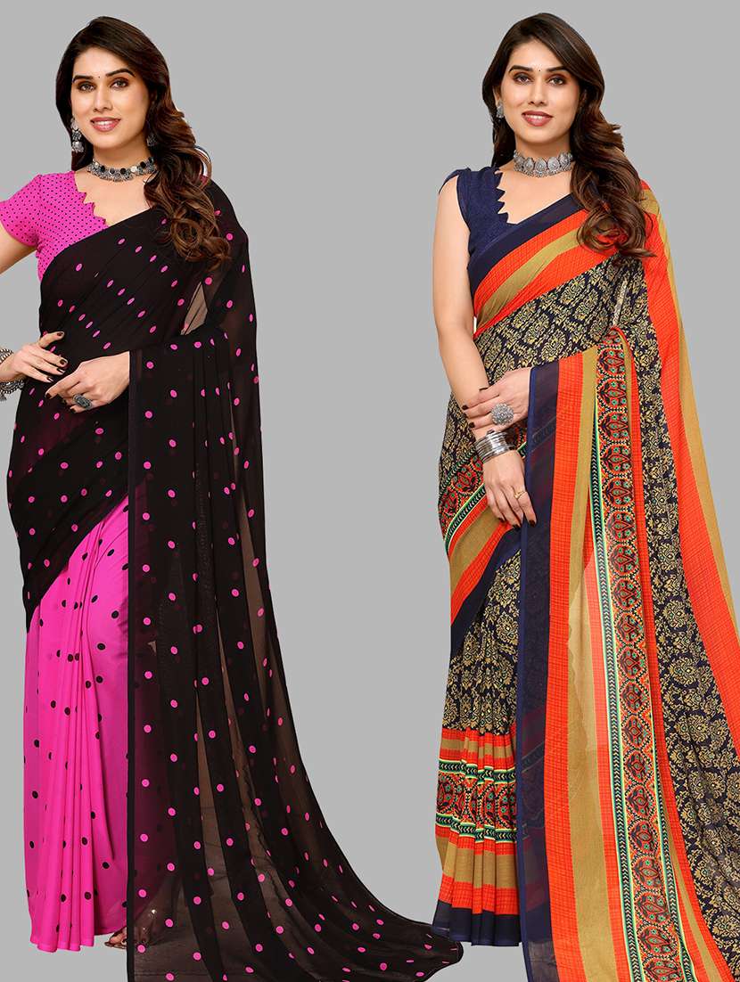 pack of 2 casual wear sarees with blouse