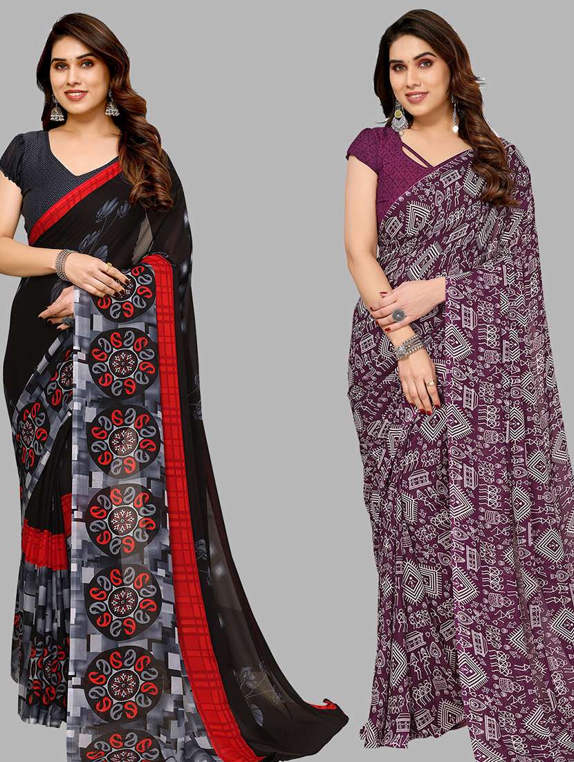pack of 2 casual wear sarees with blouse