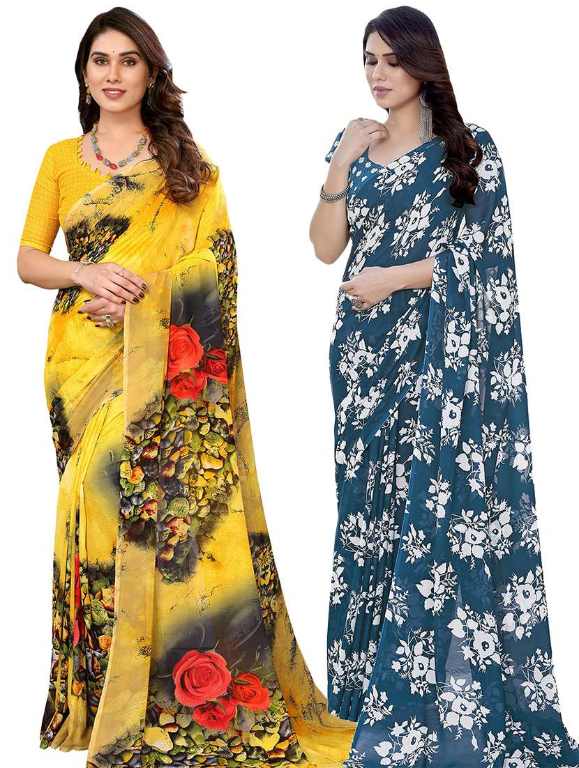 pack of 2 casual wear sarees with blouse