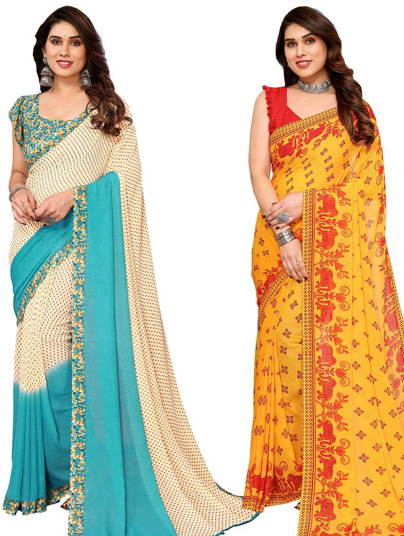pack of 2 casual wear sarees with blouse