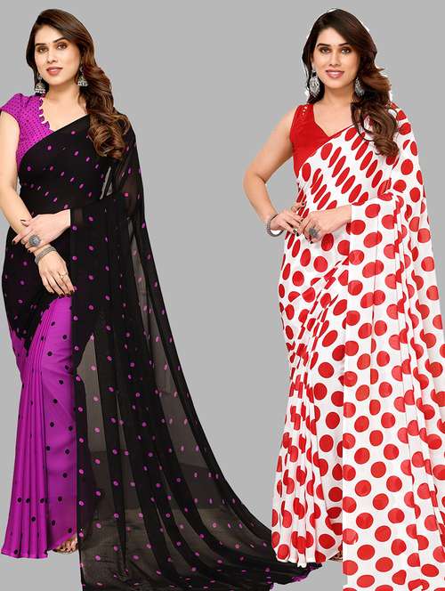pack of 2 casual wear sarees with blouse - 21433853 -  Standard Image - 0