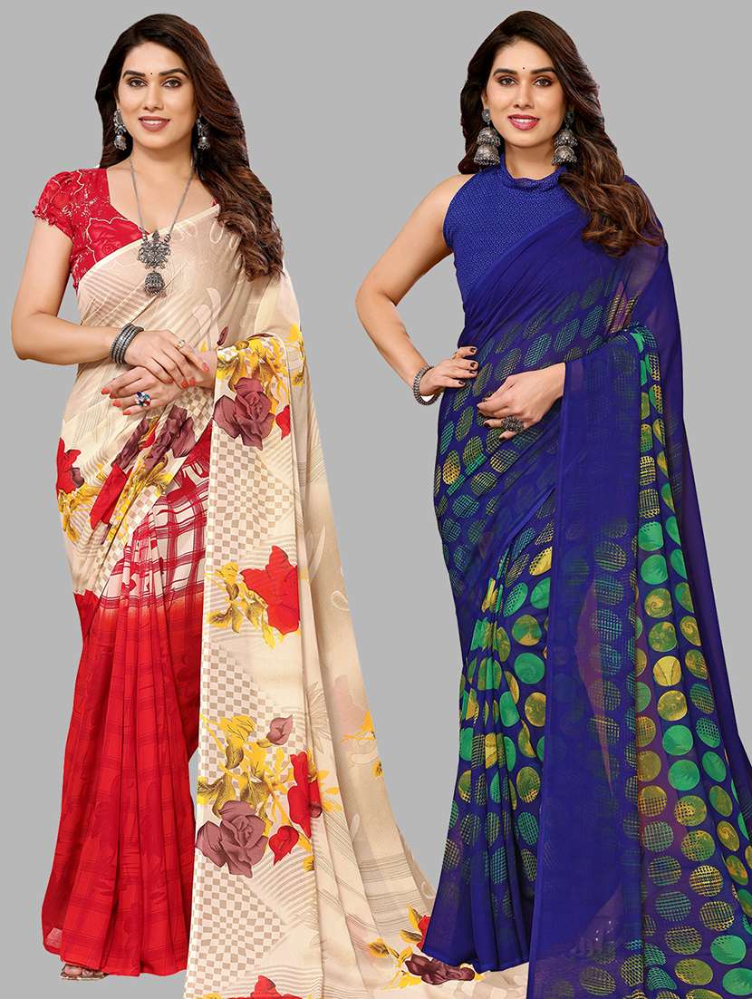 pack of 2 casual wear sarees with blouse
