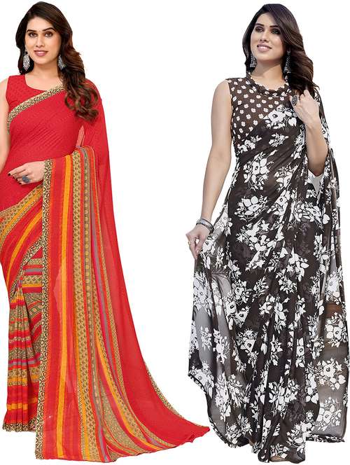 women pack of 2 casual wear sarees with blouse - 21433910 -  Standard Image - 0
