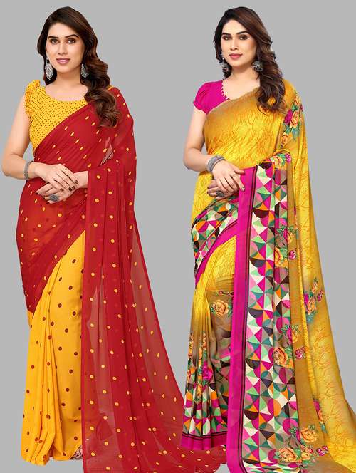 women pack of 2 casual wear combo sarees with blouse - 21433949 -  Standard Image - 0
