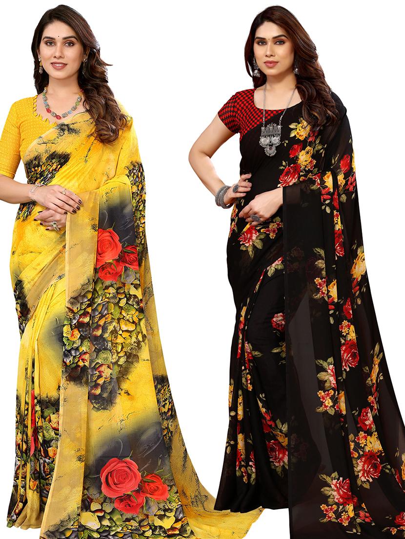 women pack of 2 casual wear sarees with blouse - 21433951 - Zoom Image - 0