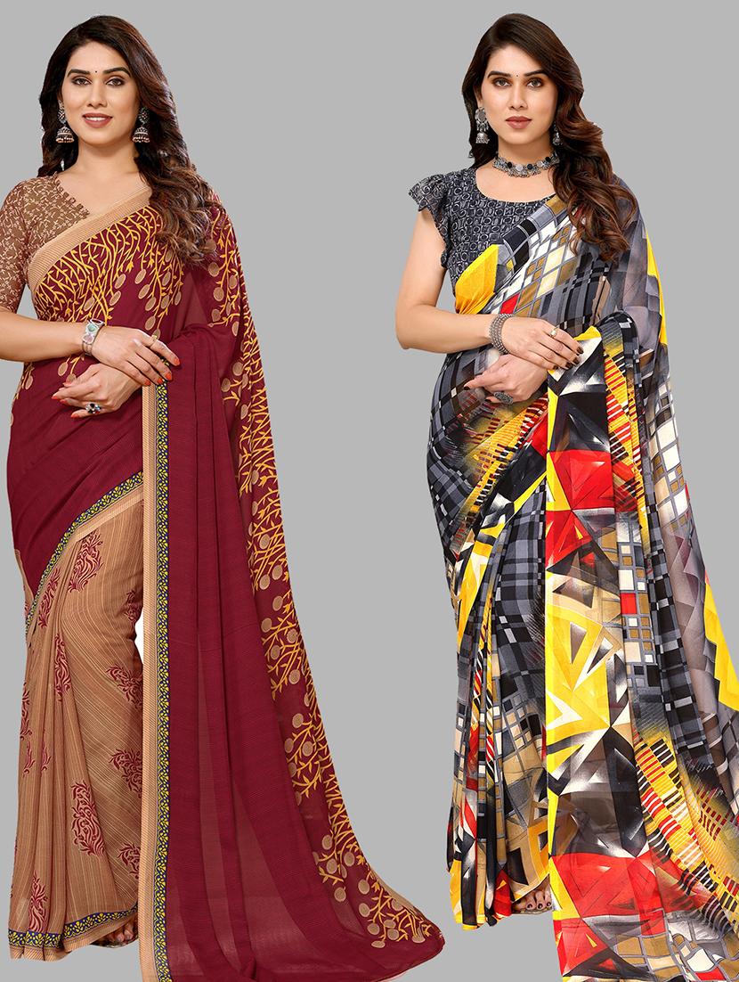 women pack of 2 casual wear sarees with blouse - 21433978 - Zoom Image - 0
