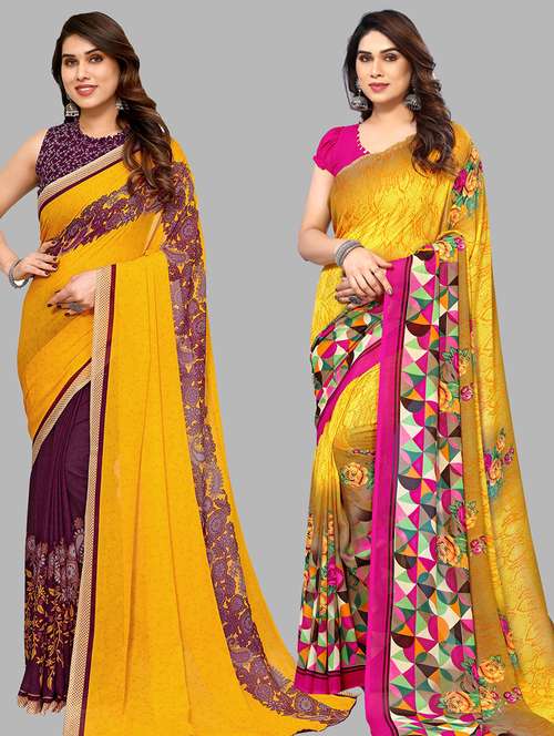 women pack of 2 casual wear combo sarees with blouse - 21433979 -  Standard Image - 0