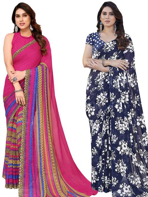 women pack of 2 casual wear combo sarees with blouse - 21433986 - Standard Image - 0