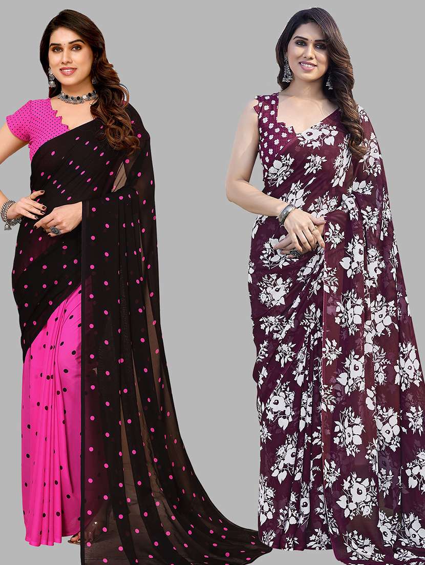 women pack of 2 casual wear sarees with blouse - 21433996 -  Zoom Image - 0
