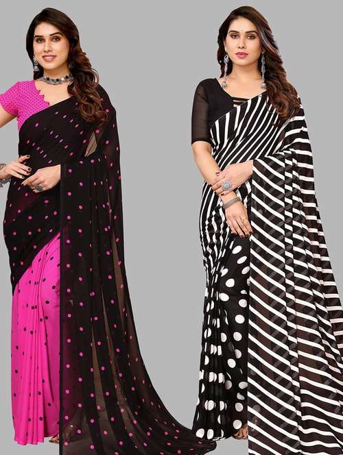 women pack of 2 casual wear sarees with blouse - 21434027 -  Standard Image - 0