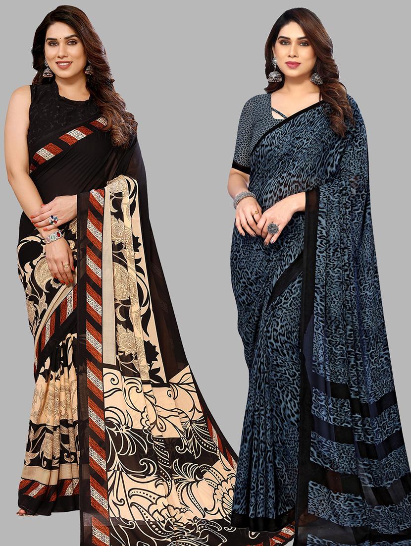 women pack of 2 casual wear sarees with blouse - 21434061 - Zoom Image - 0