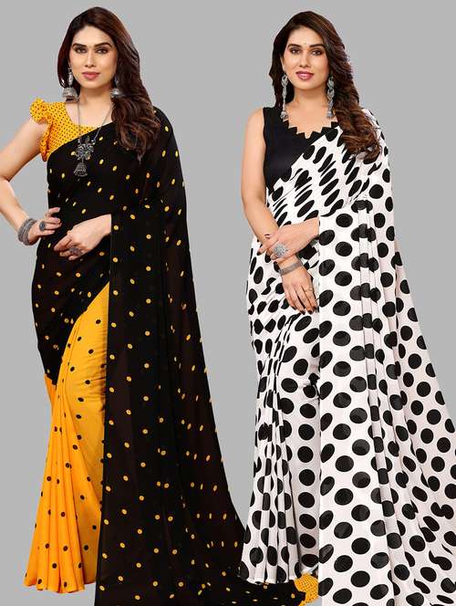 women pack of 2 casual wear sarees with blouse - 21434132 -  Standard Image - 0