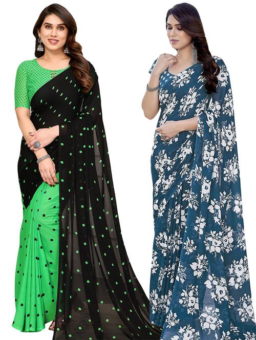 women pack of 2 casual wear combo saree with blouse - 21434161 - Standard Image - 0
